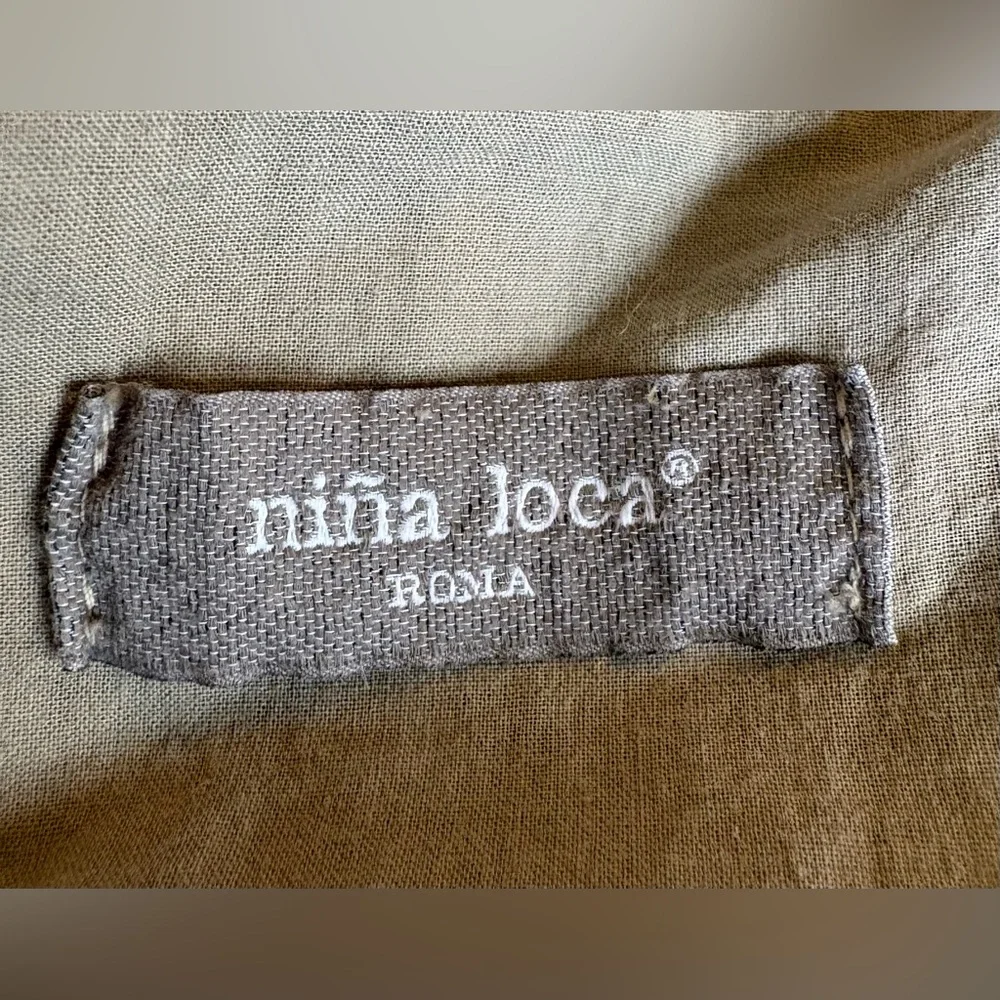 Nina Loca cotton/linen blend italian  Olive Green Casual Blazer Jacket L - Picture 3 of 5